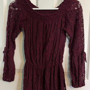 NWOT Hollister Long Sleeve Lacey Short Romper Size Small
